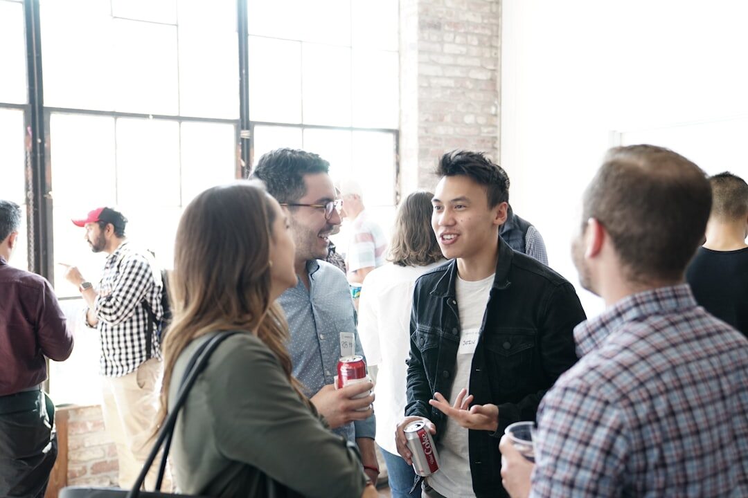 Professional business forum with networking participants